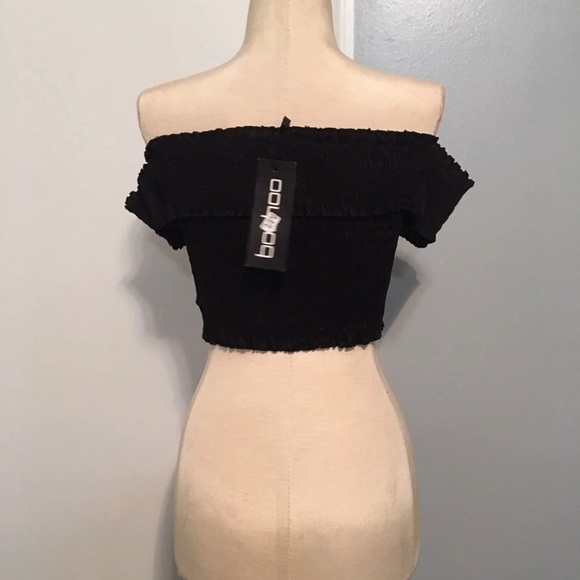 NWT Boohoo Shirred Lace Up Crop Top - Picture 6 of 7